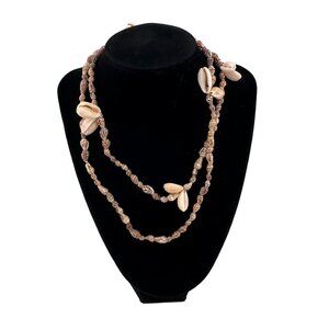 Hilo Hatties Hawaiian Brown Shell Beaded Necklace 17 inch souvenir sea ocean